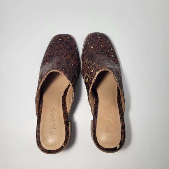 Madewell Carey Mule in Painted Leopard Calf Hair Animal Print Women's Size 8 - Picture 6 of 11